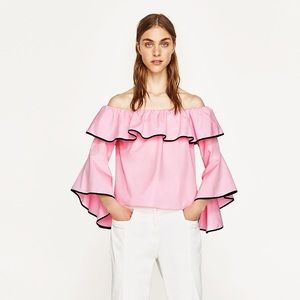 Zara pink top with bell sleeves